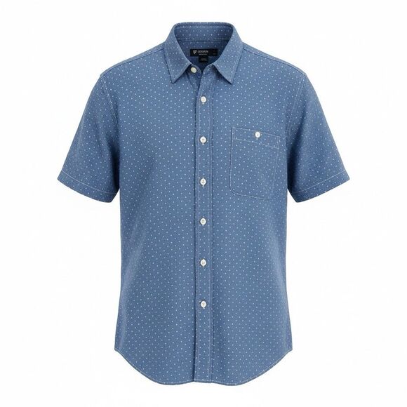 Daniel Cremieux Other - Cremieux Classics Men's Short Dot Sleeve Shirt Large Blue Solid Cotton NWT $80
